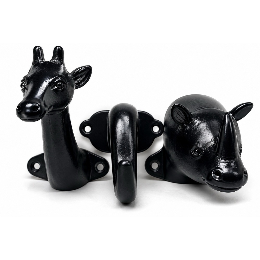 IKEA KLYPA 3 METAL  ANIMAL WALL HOOKS, HANGERS GIRAFFE+RINO+ELEPHANT NEW OPEN BX